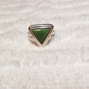Royston Antique‎ Woman's  Turquoise  Triangle  Silver Ring Sz 7